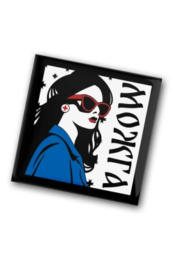 Купить значок заливной Квадрат 25х25 мм, с принтом "Mozhga"