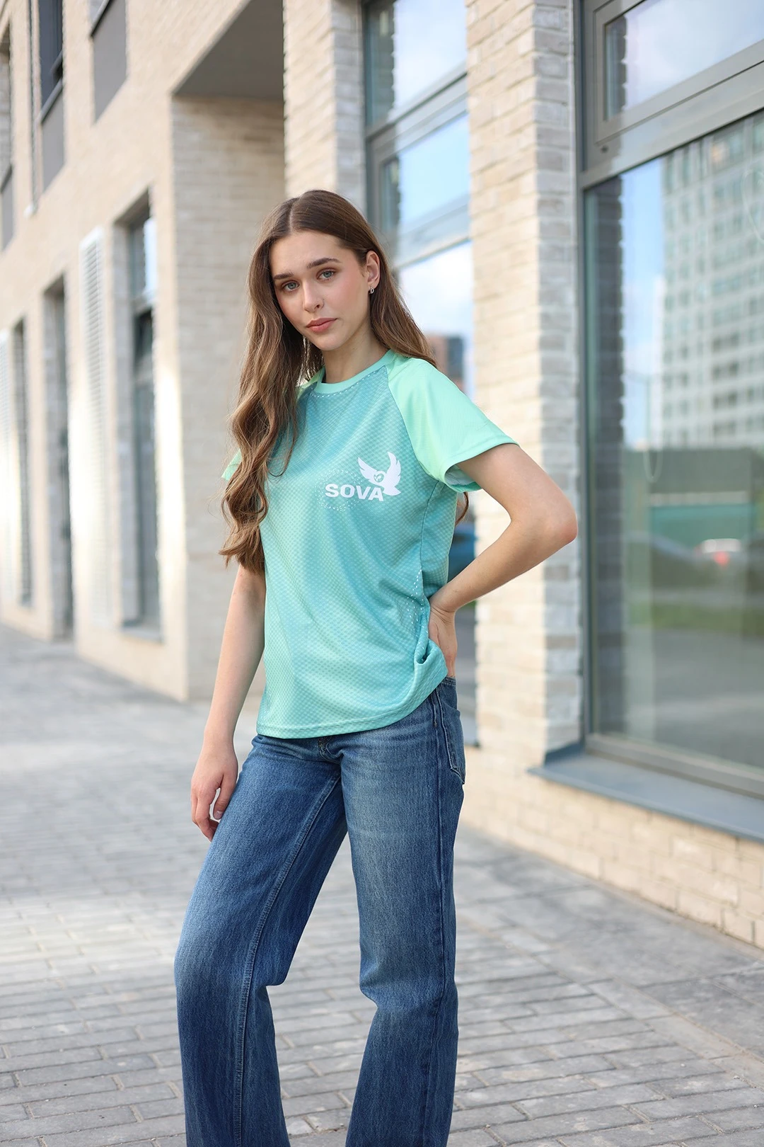 Футболка Спэйс женская из ложной сетки с полной запечаткой "Sova"#3