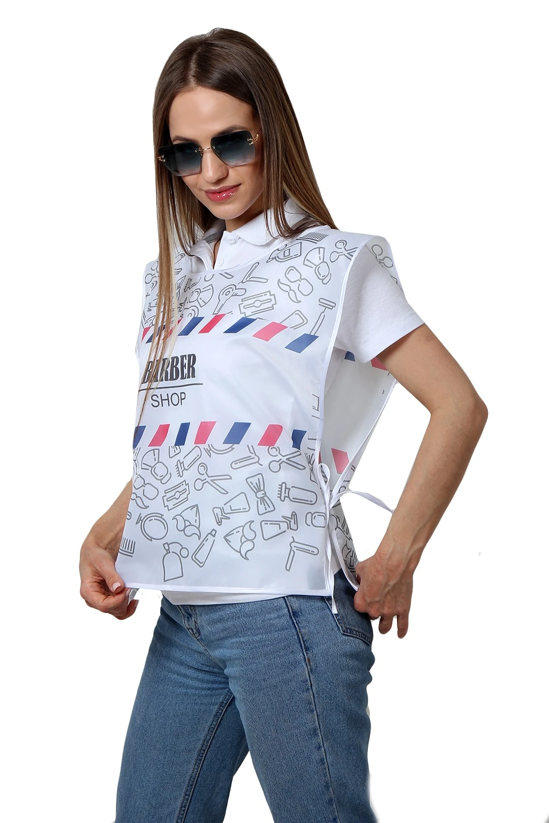 Накидка Инсайт 50х55 см, с полной запечаткой "BARBER SHOP"#1