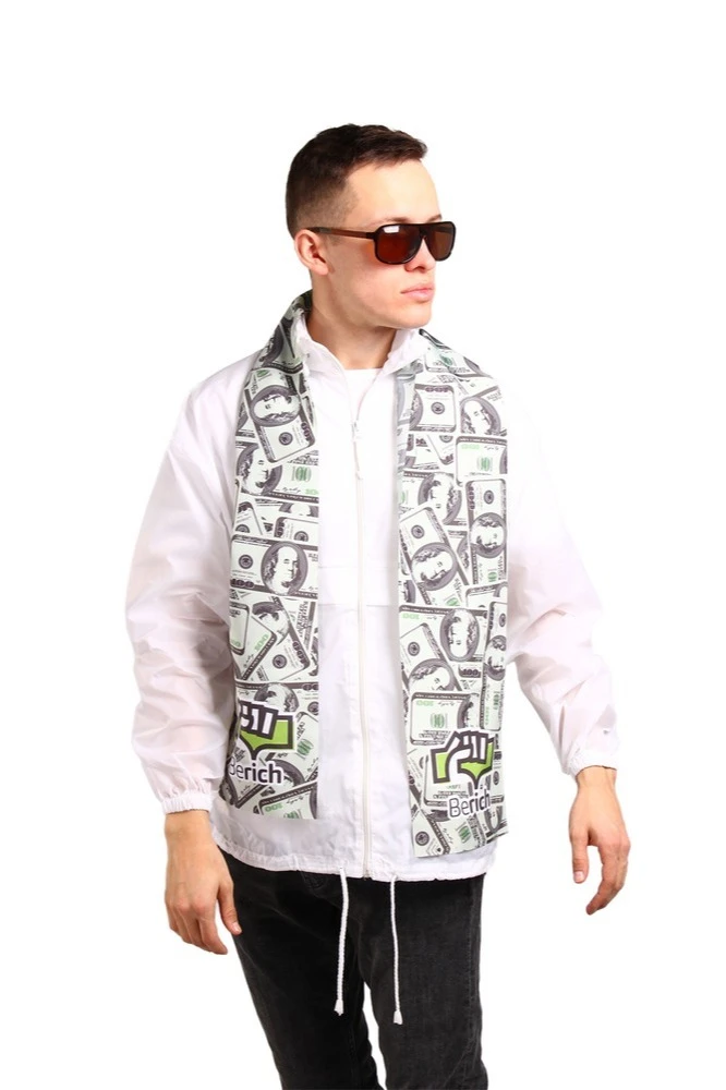 Шарф однослойный легкий 15х120 см, с полной запечаткой "Berich"#1 Шарф однослойный легкий 15х120 см, с полной запечаткой "Berich"#1