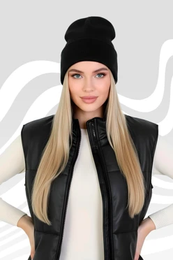 Шапка Филл двухслойная взрослая, однотонная черная#1