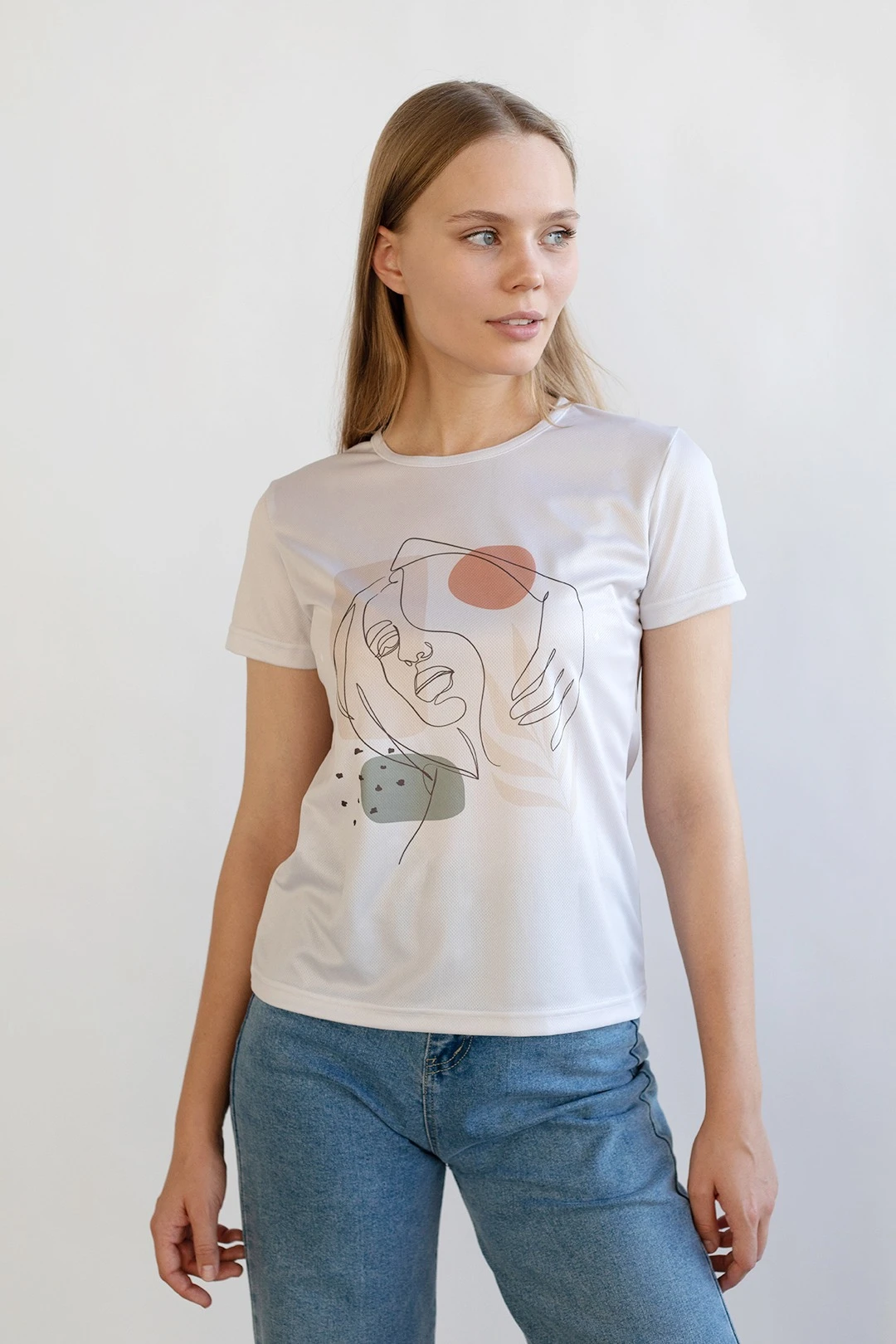 Футболка Гэлэкси женская из примы с полной запечаткой "Portret"#1