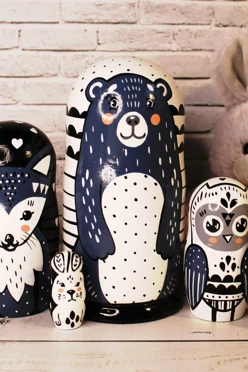 Матрешка средняя глянцевая с индивидуальной росписью, 5 шт