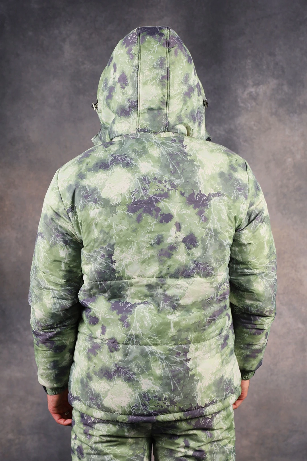 Куртка Винтер с капюшоном на синтепоне унисекс, с полной запечаткой "Camouflage"#3