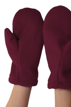 Купить варежки флисовые подростковые бордовые