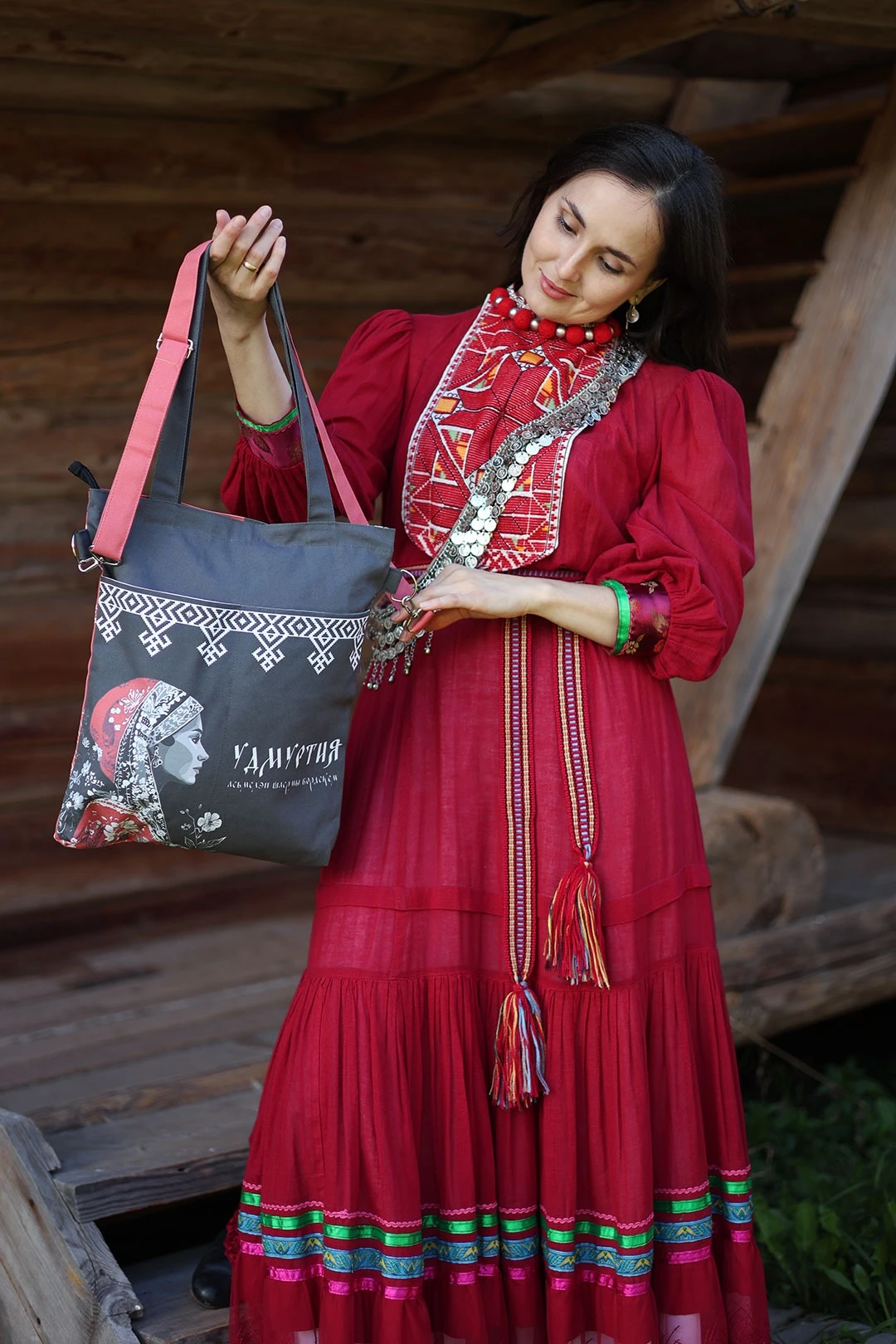Сумка Эдит из саржи 33х38х4  см, с принтом "Udmurtia"#5