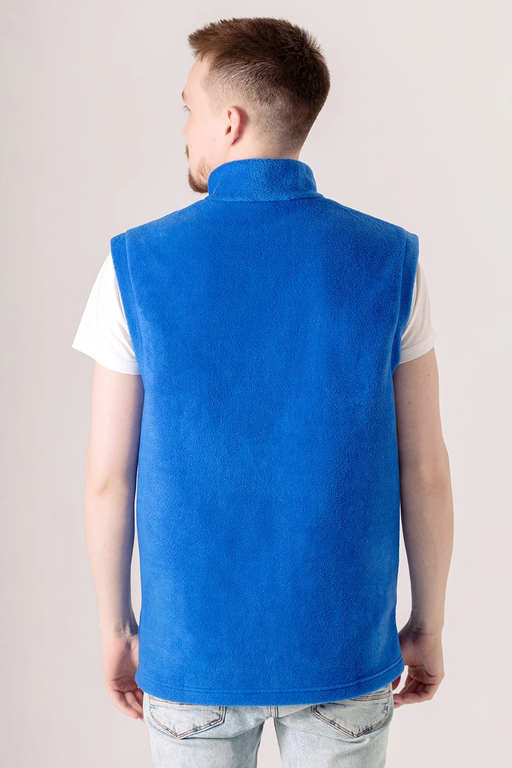 Жилет Браво флисовый без капюшона унисекс, однотонный синий#4 Жилет Браво флисовый без капюшона унисекс, однотонный синий#4