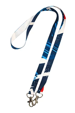 Лента для бейджа блекаут ширина 1,5 см, с двумя карабинами, с печатью#1