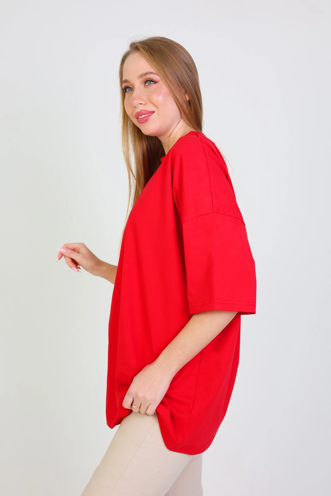 Футболка Ричмонд оверсайз унисекс однотонная (хлопок), красная#2