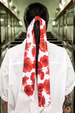 Шарф-платок Твилли двухслойный 7х130 см, с полной запечаткой#1