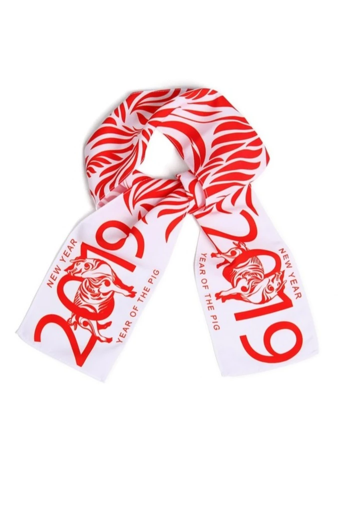 Шарф печатный детский 15х130 см (однослойный) "New Year 2019"