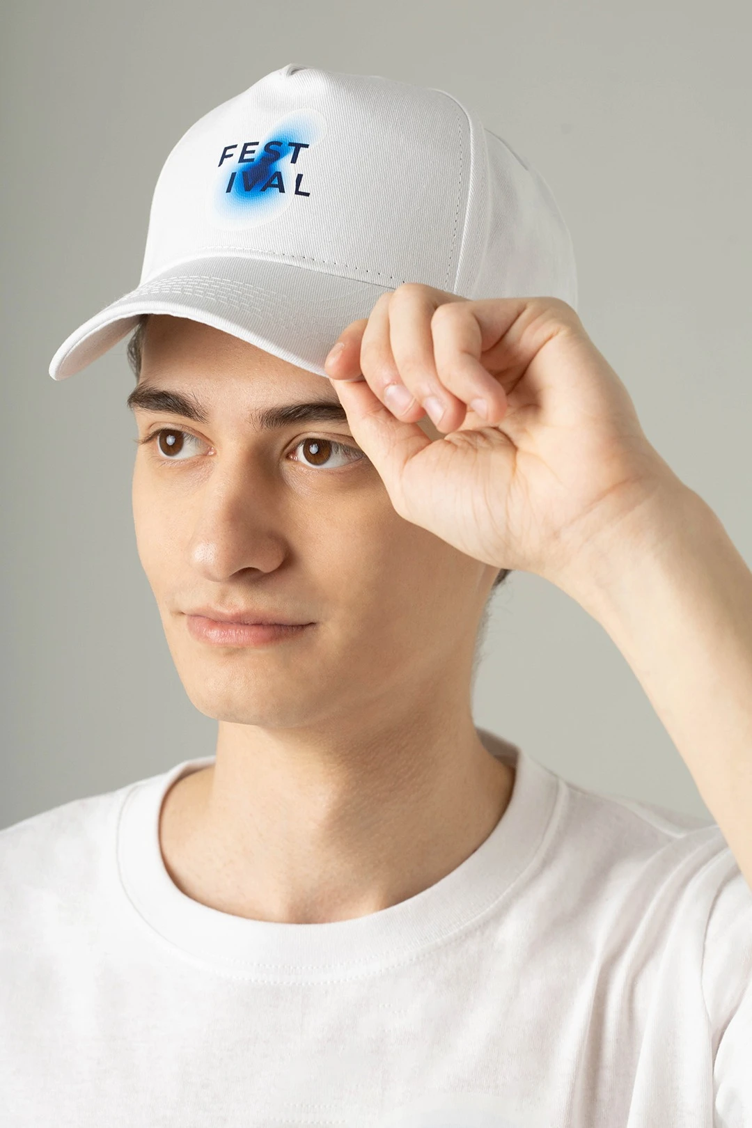 Бейсболка Актив пятиклинка взрослая, однотонная белая (хлопок)#4