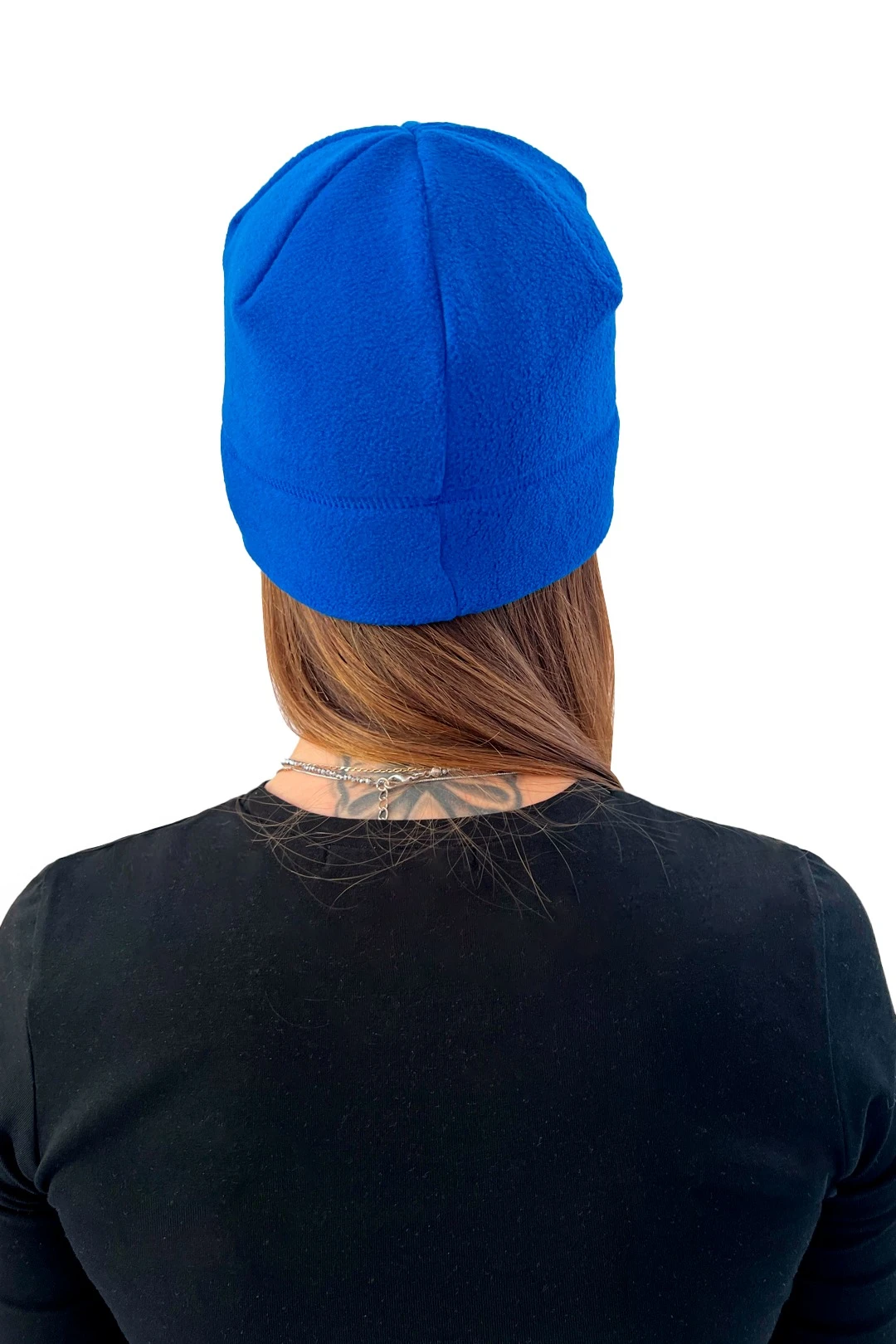 Шапка Вайт флисовая однослойная взрослая, однотонная синяя#11