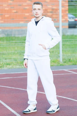 Купить спортивный костюм Комфорт из футера унисекс, однотонный белый