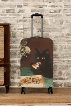 Купить чехол для чемодана (L) с принтом "Cat and pizza"