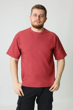 Купить футболку Харди оверсайз унисекс однотонная (хлопок), бордовую