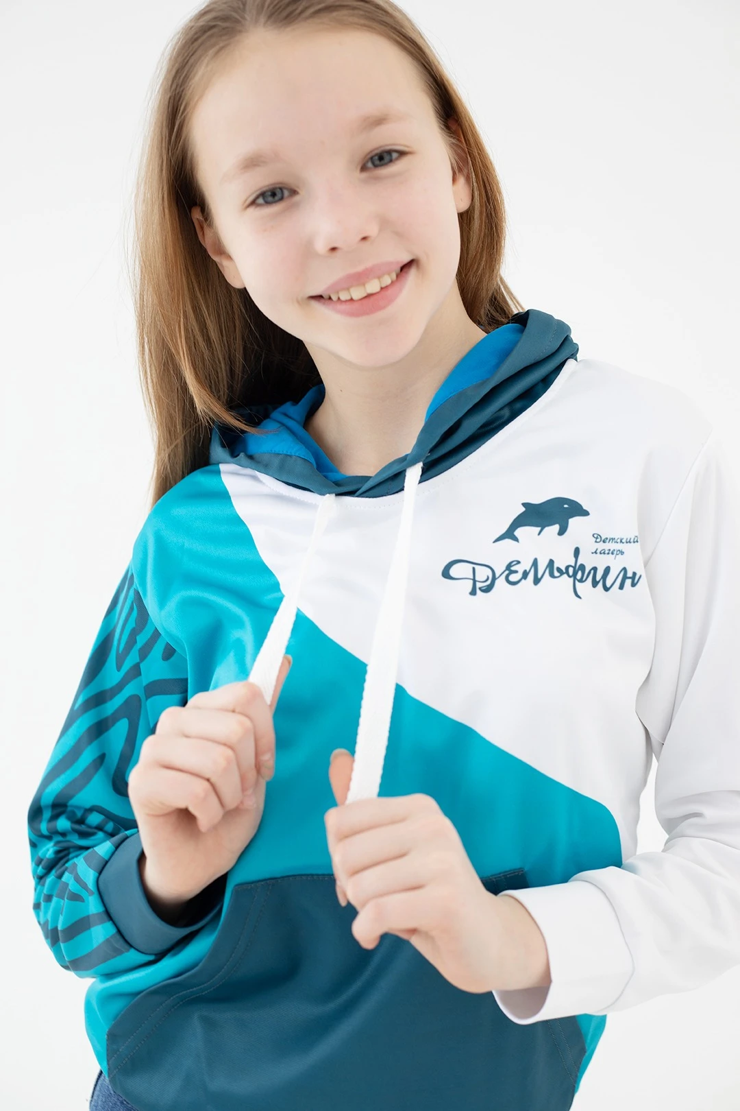 Худи Томми детский из адидаса с полной запечаткой "Dolphin"#3