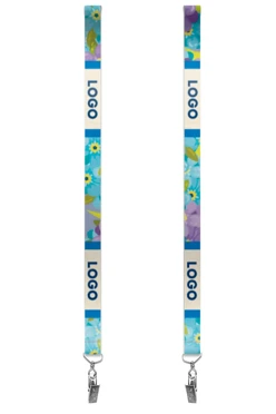 Купить ленту для бейджа репс ширина 2,5 см, с клипсой, с печатью "Logo"