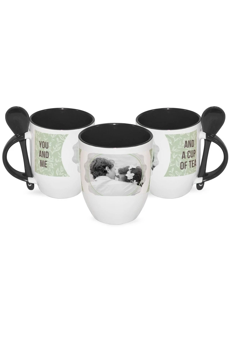 Купить кружку двухцветную с ложкой, с принтом "And a cup of tea"