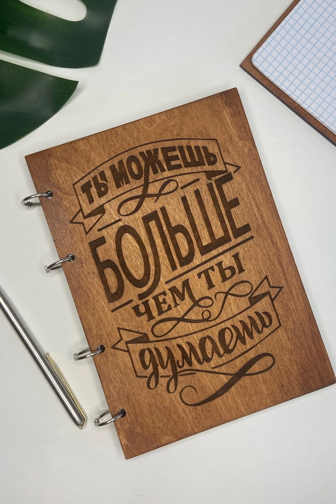 Ежедневник в деревянной обложке с логотипом/надписью, А5#3