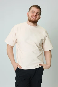 Купить футболку Харди оверсайз унисекс однотонная (хлопок), молочную