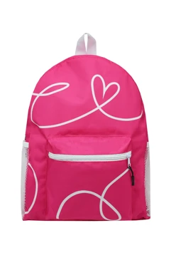 Купить рюкзак Кэрри мягкой формы 41х31х9,5 см, с полной запечаткой "Pink heart"