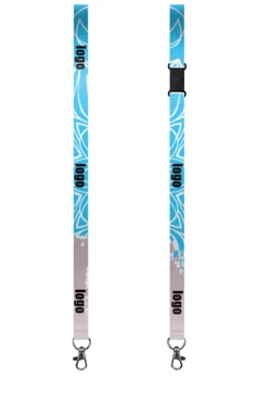 Купить ленту для бейджа блекаут ширина 2 см, с карабином-люкс и замком безопасного разрыва, с печатью "Logo"