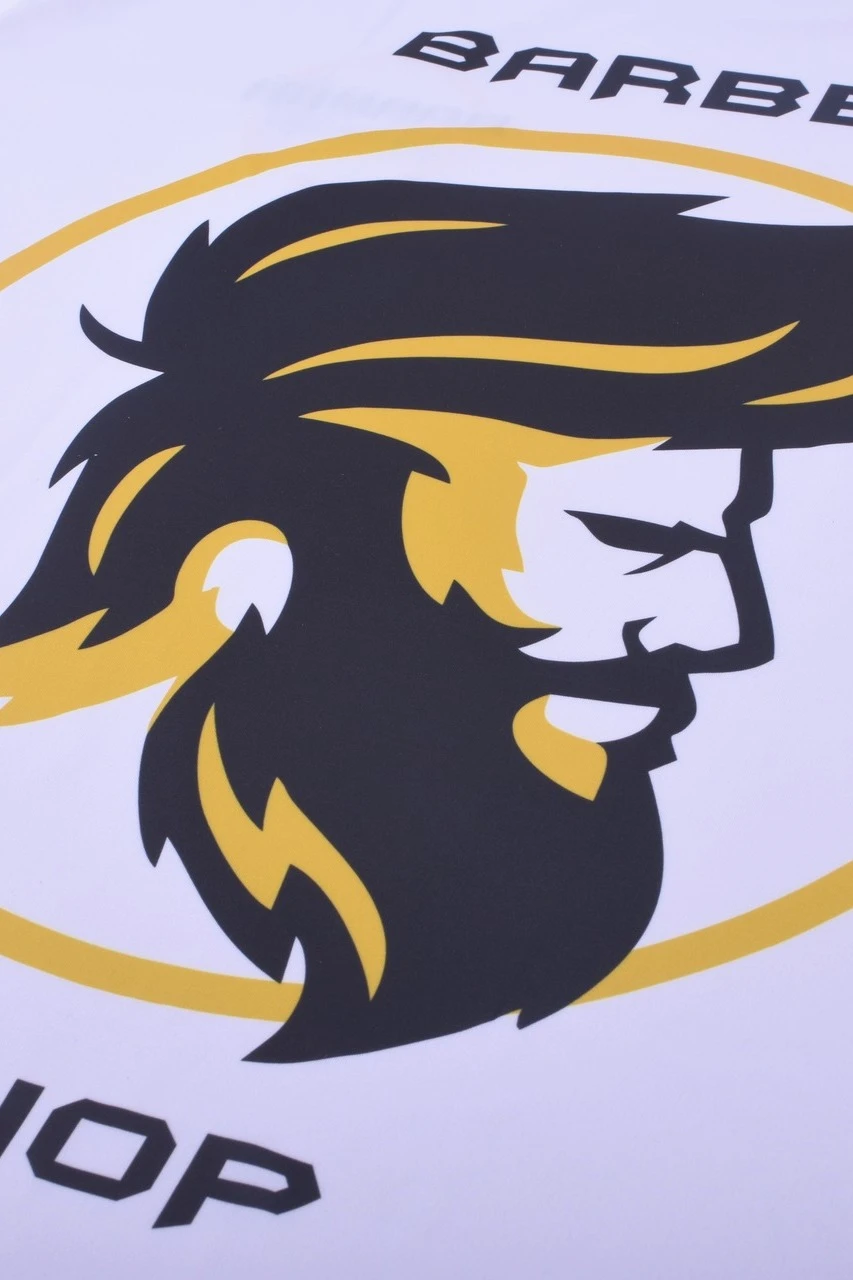 Футболка Гэлэкси унисекс из примы с полной запечаткой "Barber Shop"#3