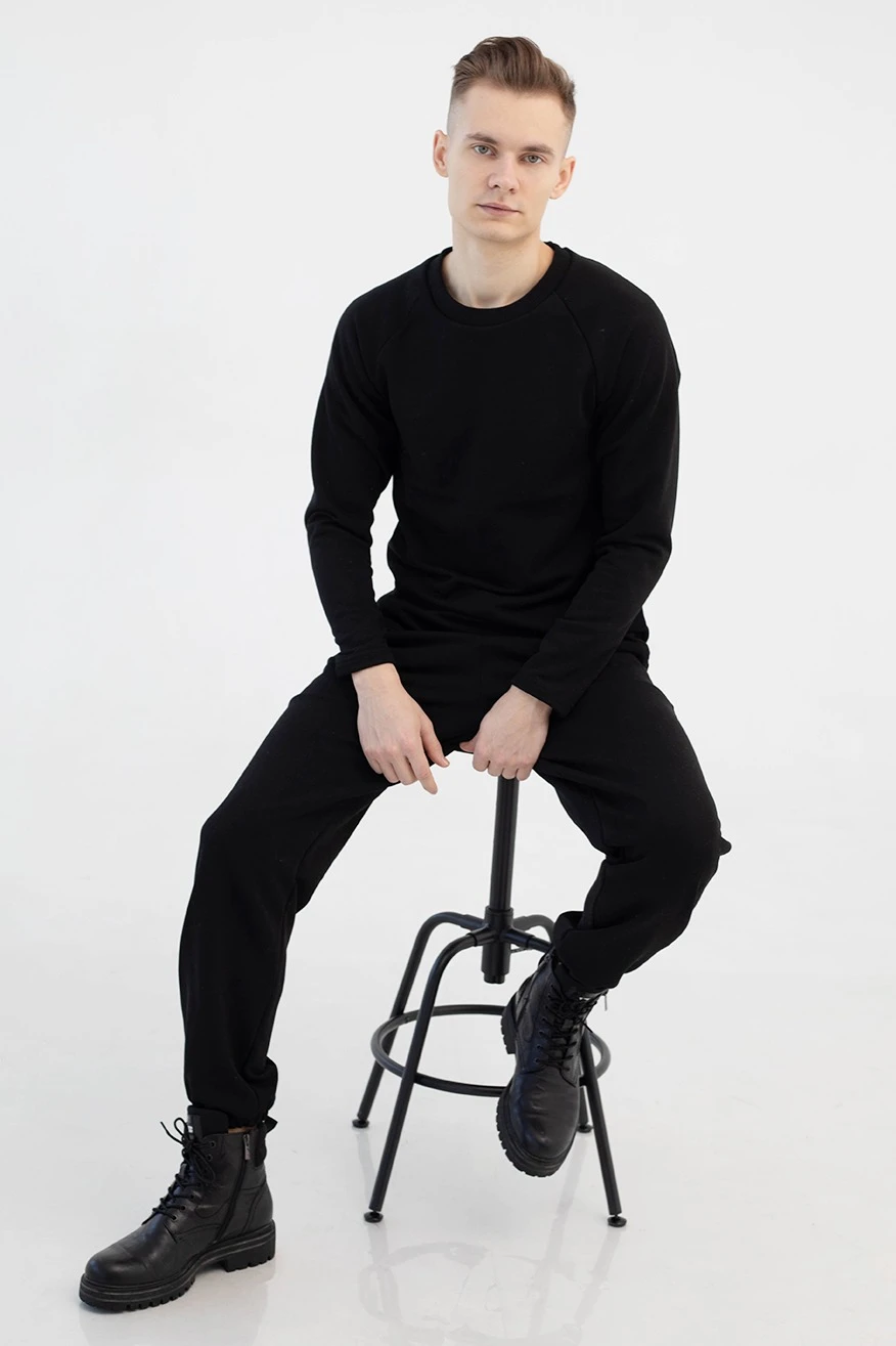 Купить брюки Хит из футера мужские черные Купить брюки Хит из футера мужские черные