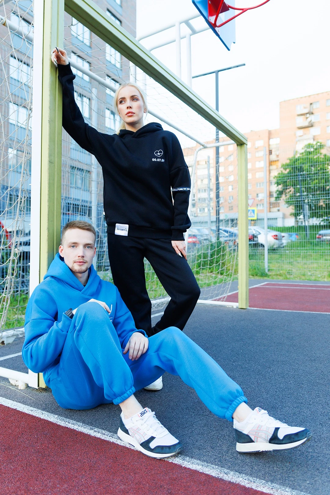 Брюки Хит из футера с начесом мужские, однотонные голубые#1