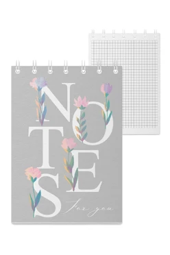 Купить блокнот фирменный А7 на пружине (40 листов) с принтом "Notes"