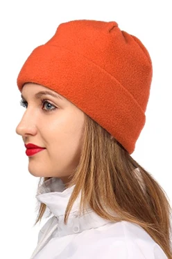 Купить шапку флисовую взрослую оранжевую