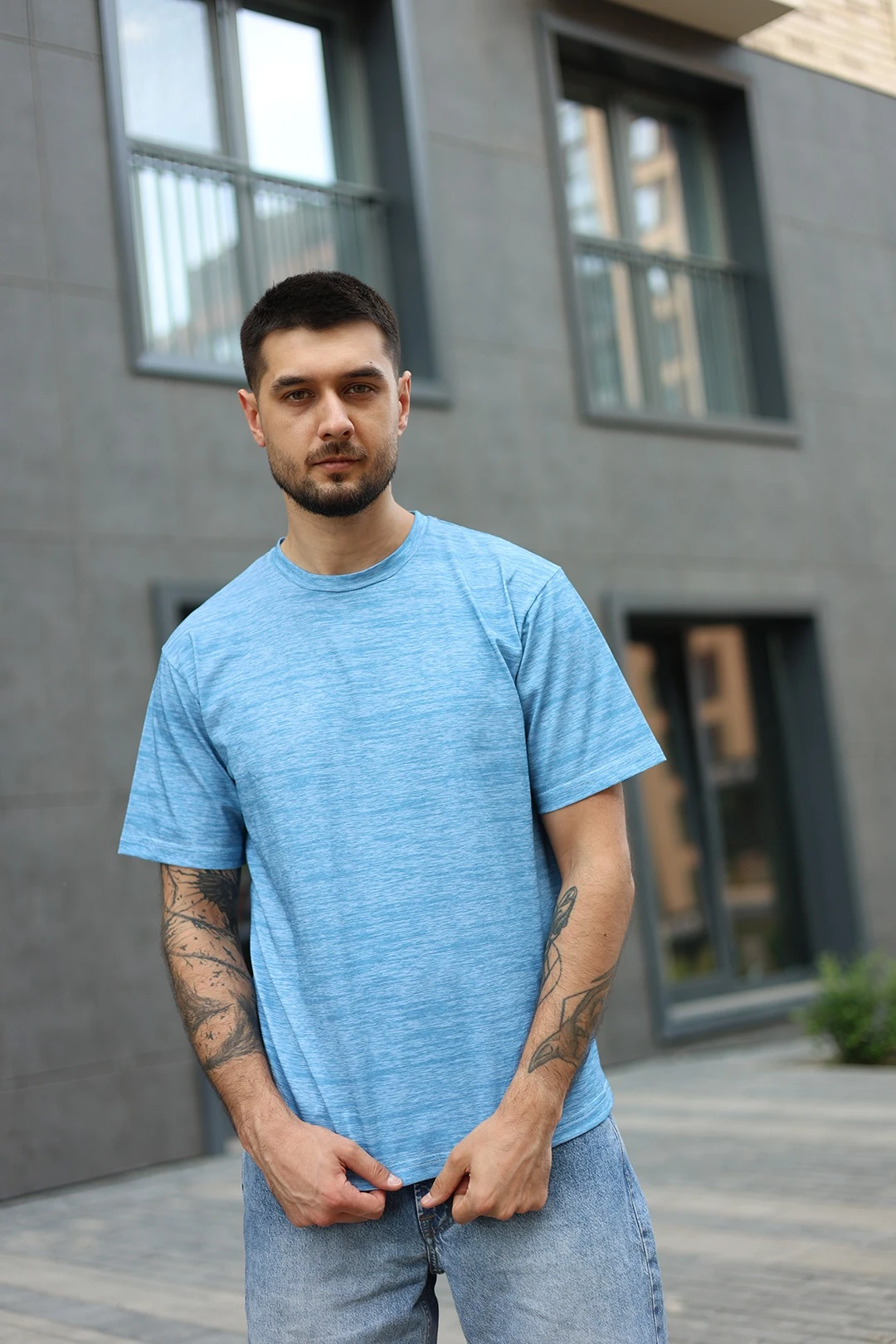 Футболка Теренс оверсайз унисекс из кулирки хб с полной запечаткой "Interference"#1