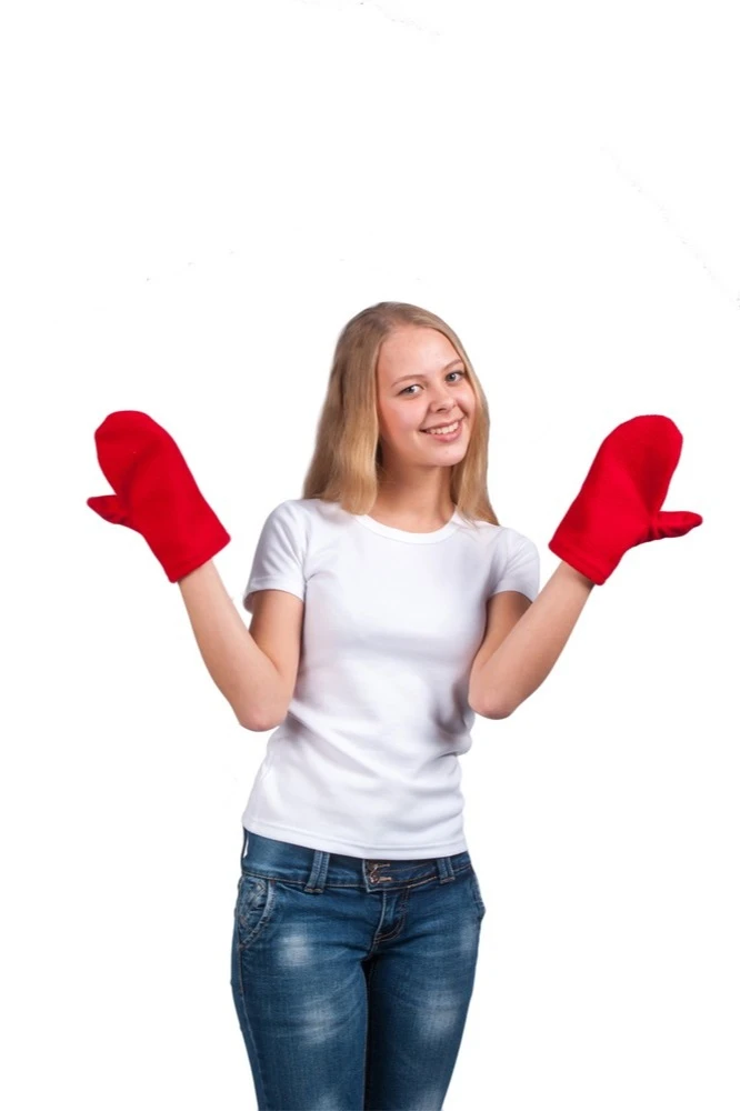 Варежки флисовые однослойные подростковые, однотонные красные#1 Варежки флисовые однослойные подростковые, однотонные красные#1