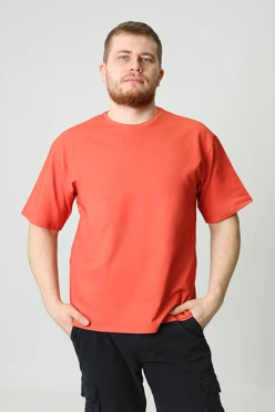 Купить футболку Харди оверсайз унисекс однотонная (хлопок), красную