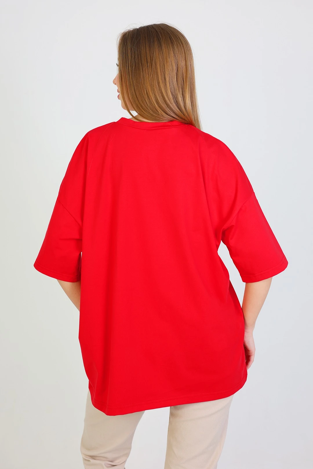 Футболка Ричмонд оверсайз унисекс однотонная (хлопок), красная#3
