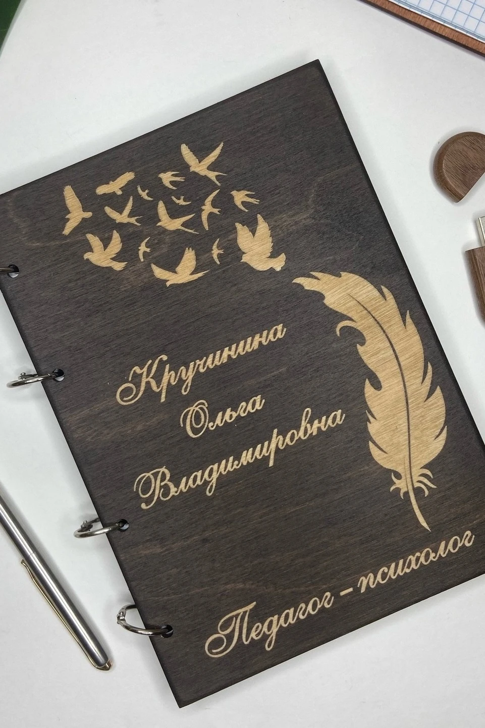 Ежедневник в деревянной обложке с логотипом/надписью, А5#6