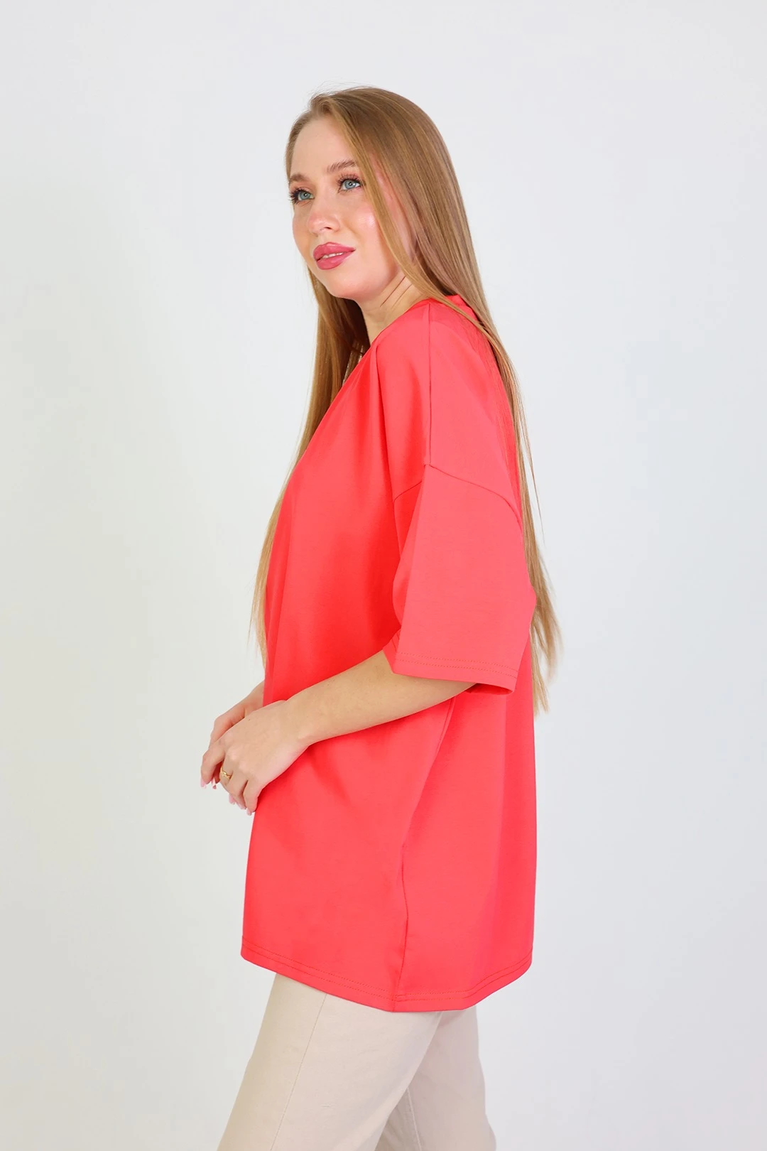 Футболка Ричмонд оверсайз унисекс однотонная (хлопок), розовая#3