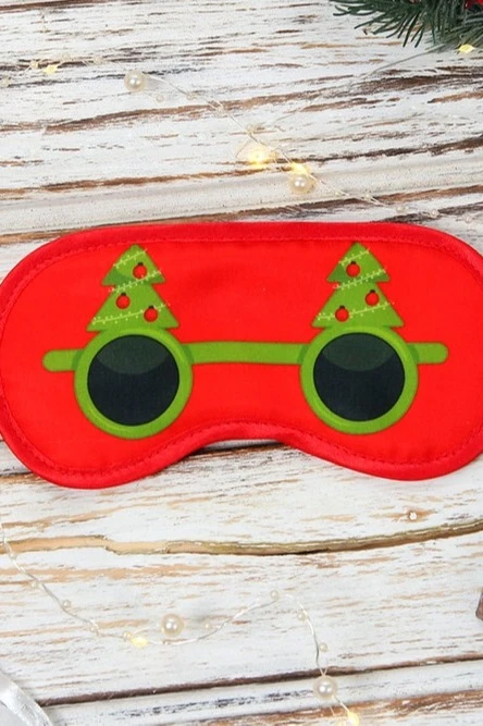 Маска для сна с принтом "Christmas Tree Glasses"#1 Маска для сна с принтом "Christmas Tree Glasses"#1