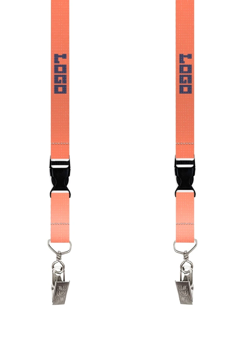 Купить ленту для бейджа блекаут ширина 1,5 см, с клипсой и трезубцем, с печатью "Logo 2"