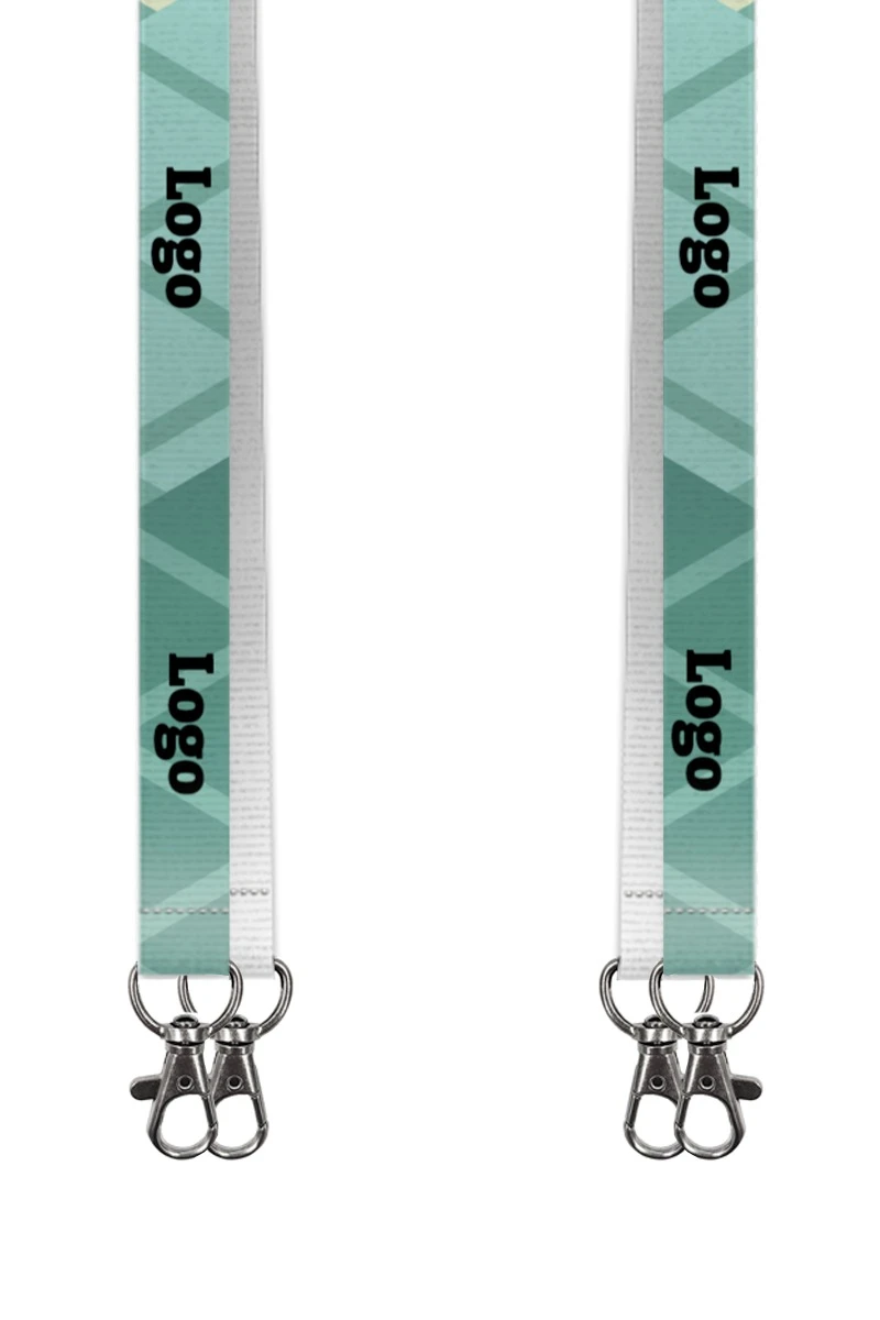 Купить ленту для бейджа репс ширина 2 см, с двумя карабинами-люкс, с печатью "Logo"