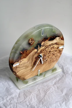 Настольные часы дерево со смолой, D20/25 см#2