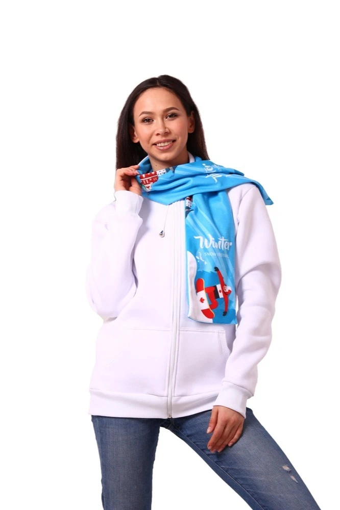 Шарф двухслойный утепленный 15х120 см, с полной запечаткой "Snow festival"#2