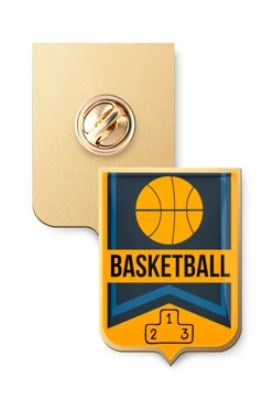 Значок заливной Герб 30х22 мм, с принтом "Basketball"#1