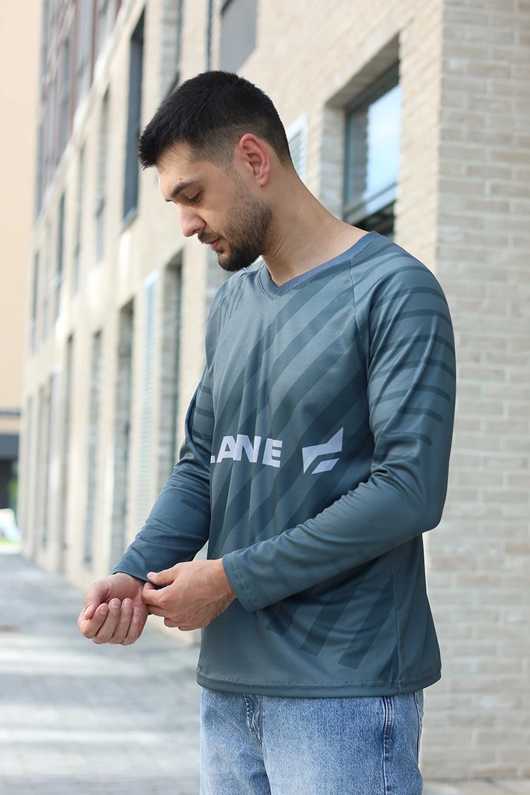 Купить лонгслив Спэйс Плюс V-ворот унисекс с полной запечаткой (полиэстер)