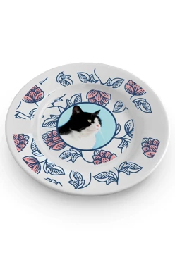 Тарелка с принтом на ободе "Cat's plate"#1