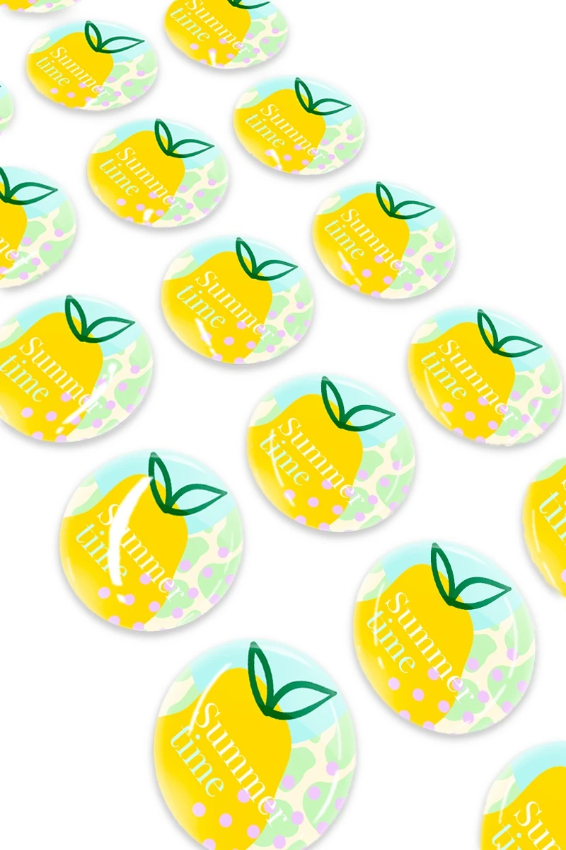 Купить наклейку заливную  2х2 см круг, с нанесением "Summer time"
