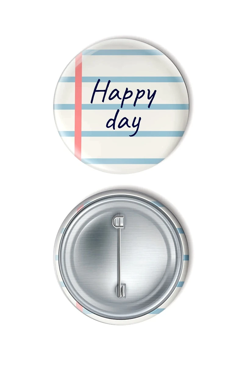 Значок закатной диаметр 37 мм, с принтом "Happy day"#1