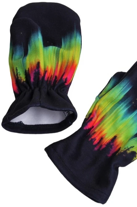 Варежки флисовые однослойные взрослые, с полной запечаткой "Trekhgorye"#2