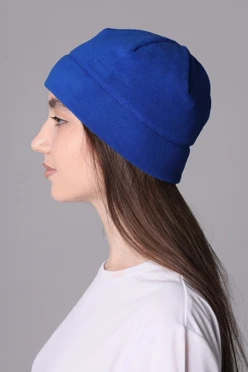 Купить шапку флисовую взрослую синюю (однослойная)